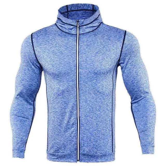 2018 New Mens Running Jackets Fitness Sports Coat Hooded Tight Hoodie Gym Soccer Training Run Jogging Jackets Reflective zipper