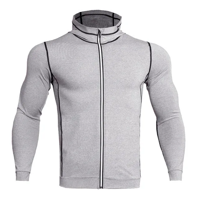 2018 New Mens Running Jackets Fitness Sports Coat Hooded Tight Hoodie Gym Soccer Training Run Jogging Jackets Reflective zipper