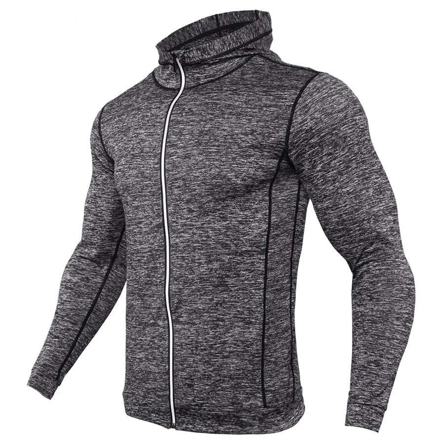 2018 New Mens Running Jackets Fitness Sports Coat Hooded Tight Hoodie Gym Soccer Training Run Jogging Jackets Reflective zipper