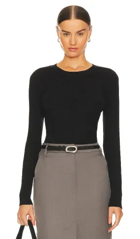 525 Frankie Rib Crew Neck Pullover Sweater in Black
