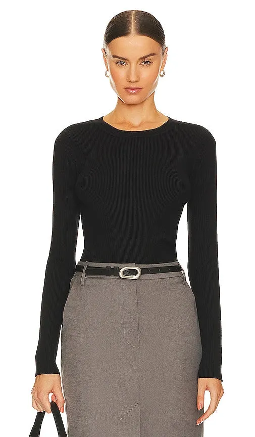 525 Frankie Rib Crew Neck Pullover Sweater in Black