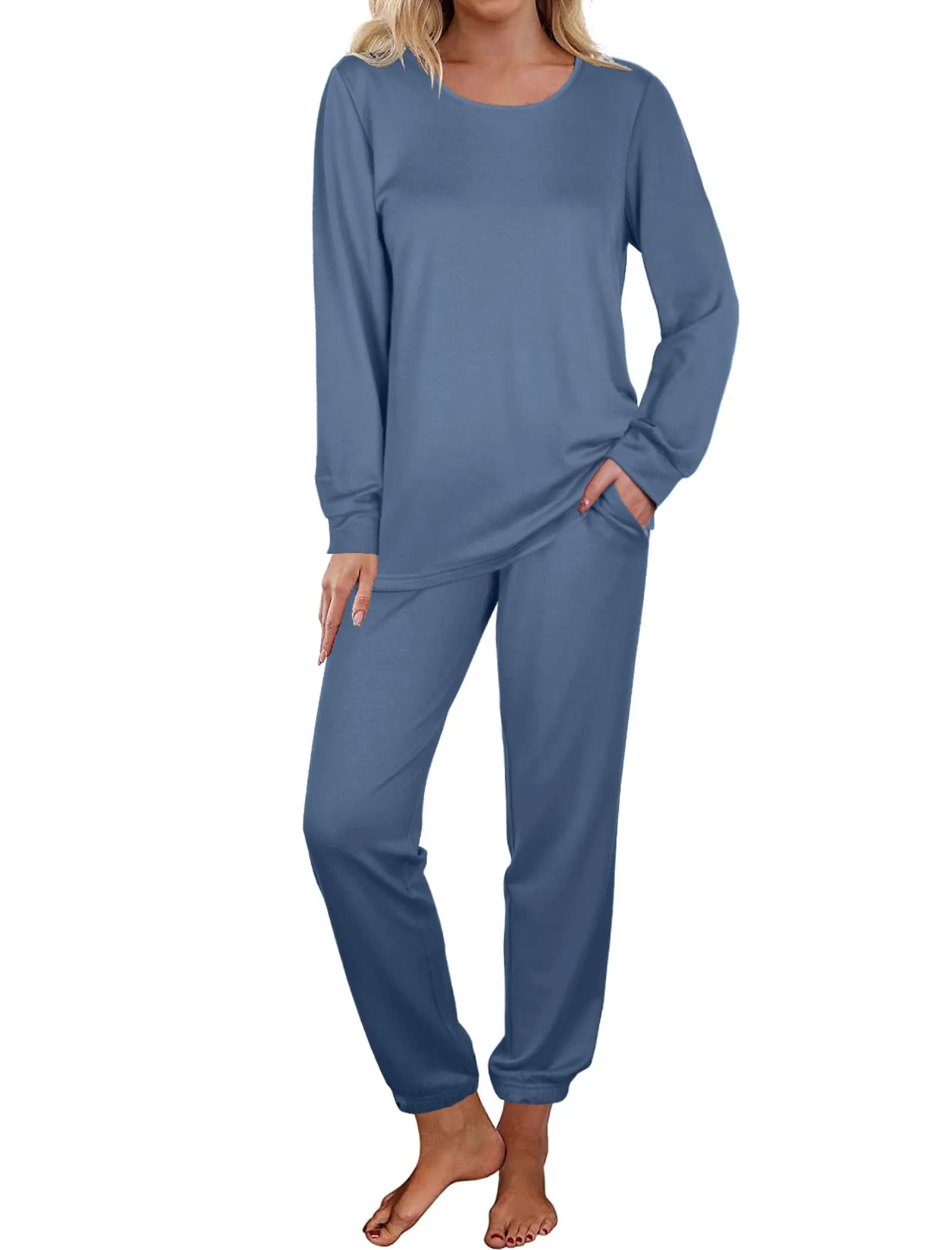 Aloodor Sweatsuit for Women 2 Piece Outfits for Womens Crewneck Sweatshirts Pullover