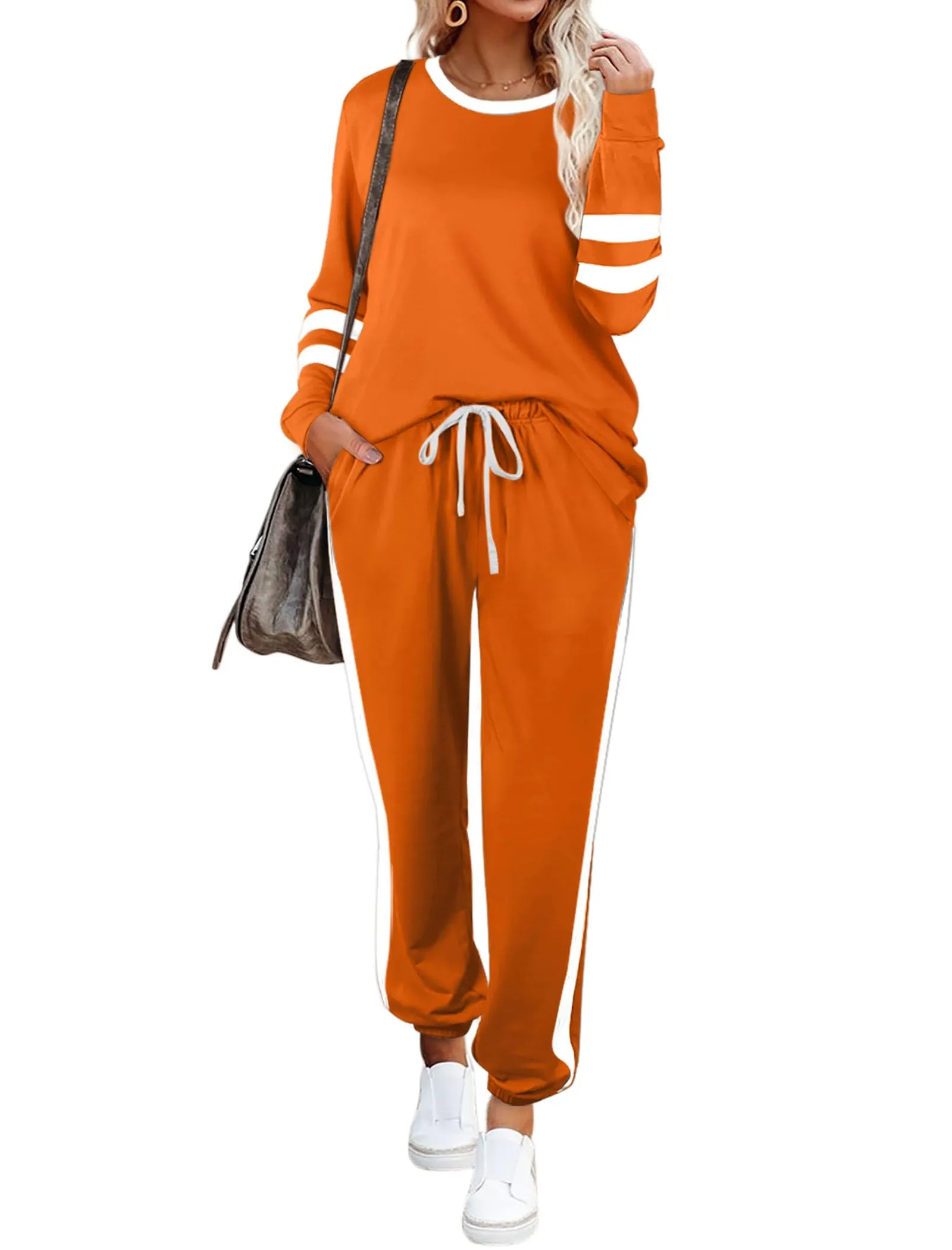 Aloodor Sweatsuit for Women 2 Piece Outfits for Womens Crewneck Sweatshirts Pullover