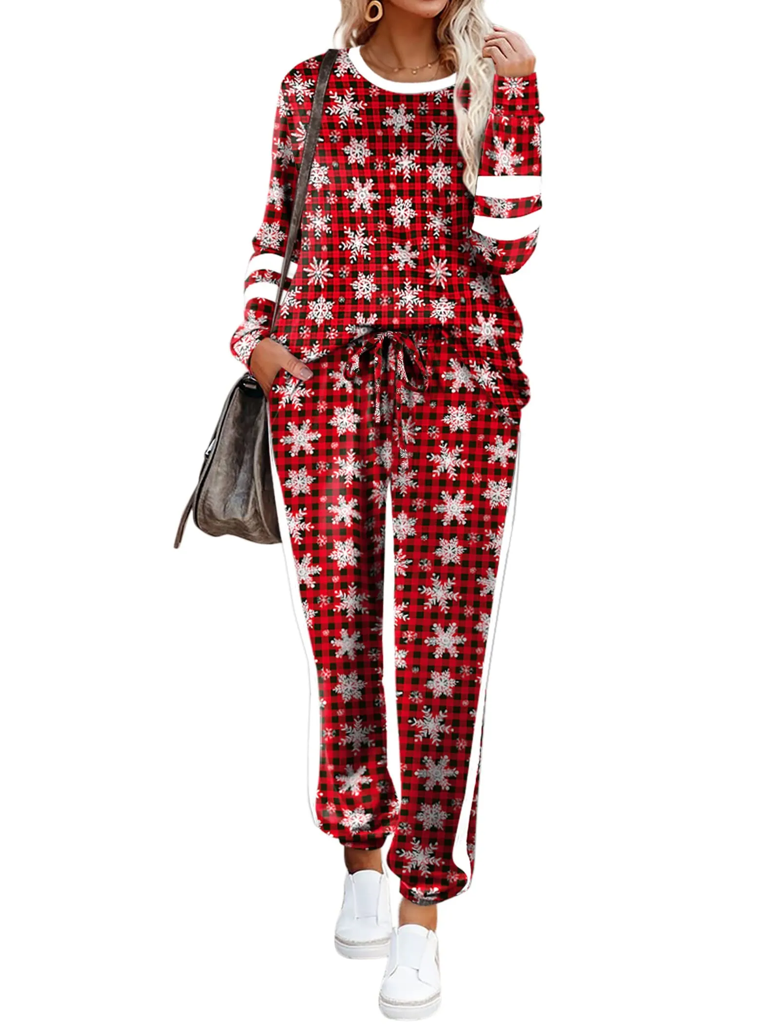 Aloodor Sweatsuit for Women 2 Piece Outfits for Womens Crewneck Sweatshirts Pullover