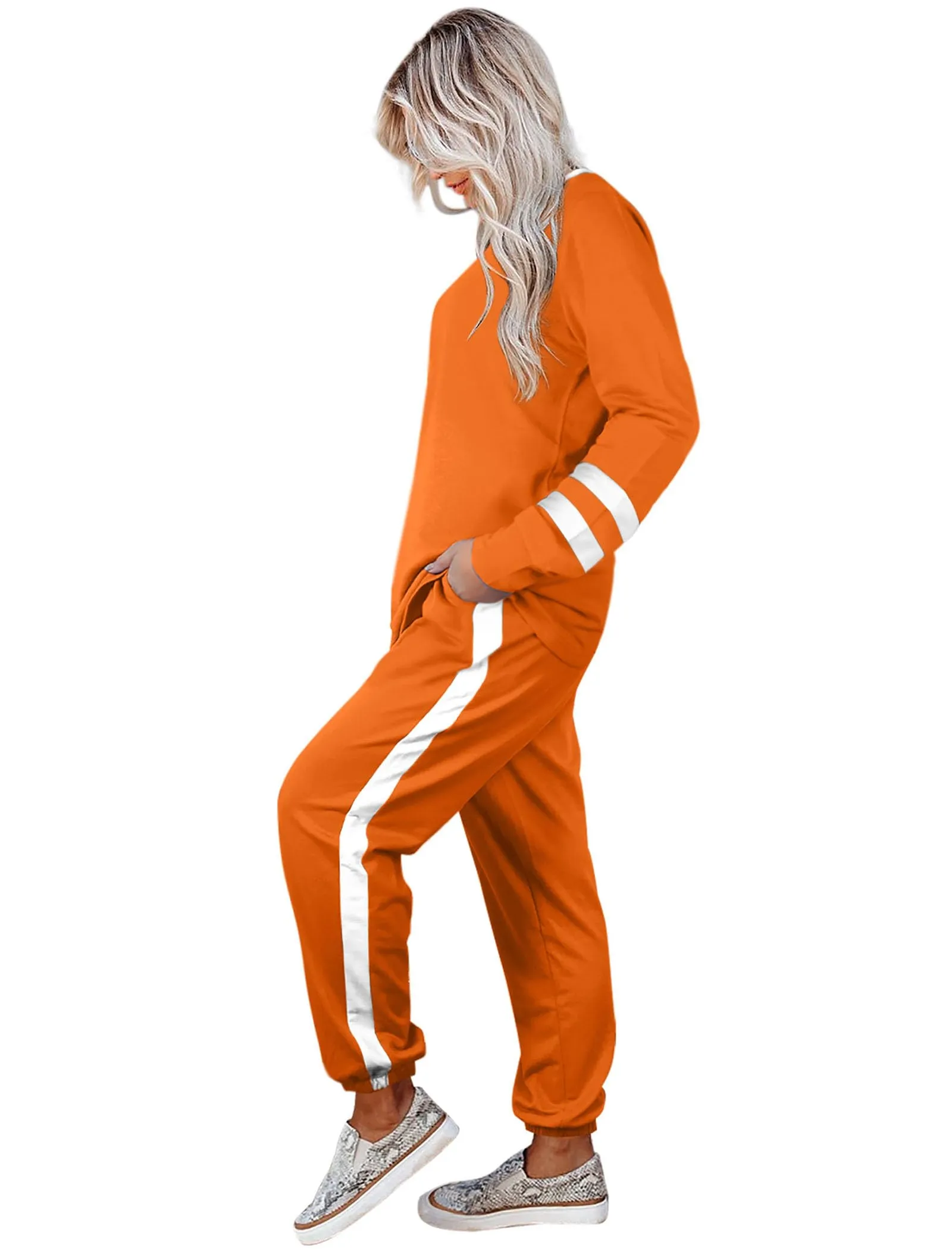 Aloodor Sweatsuit for Women 2 Piece Outfits for Womens Crewneck Sweatshirts Pullover