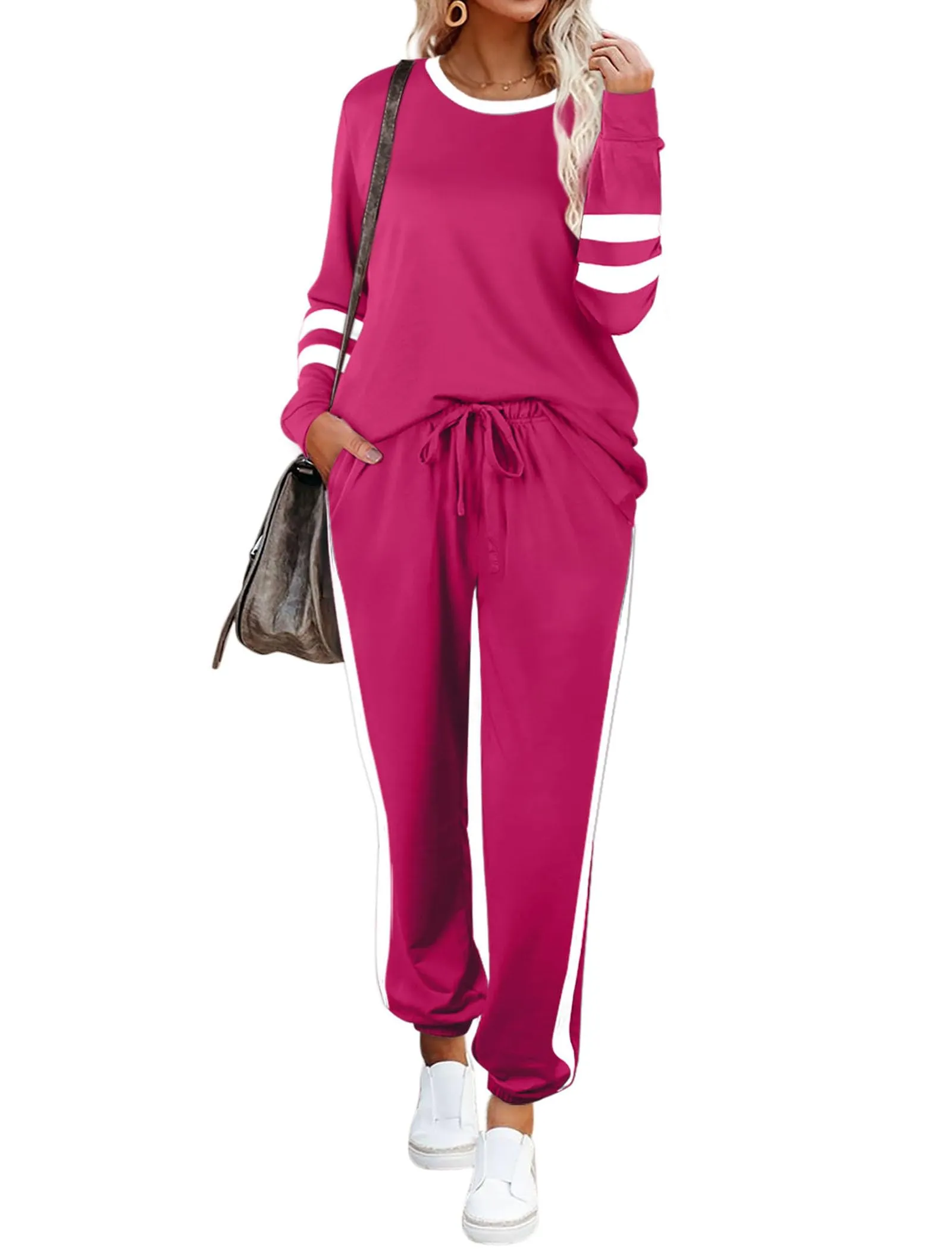 Aloodor Sweatsuit for Women 2 Piece Outfits for Womens Crewneck Sweatshirts Pullover
