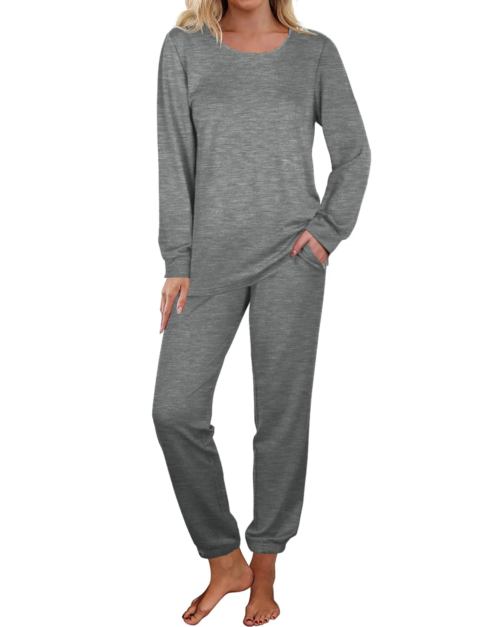 Aloodor Sweatsuit for Women 2 Piece Outfits for Womens Crewneck Sweatshirts Pullover