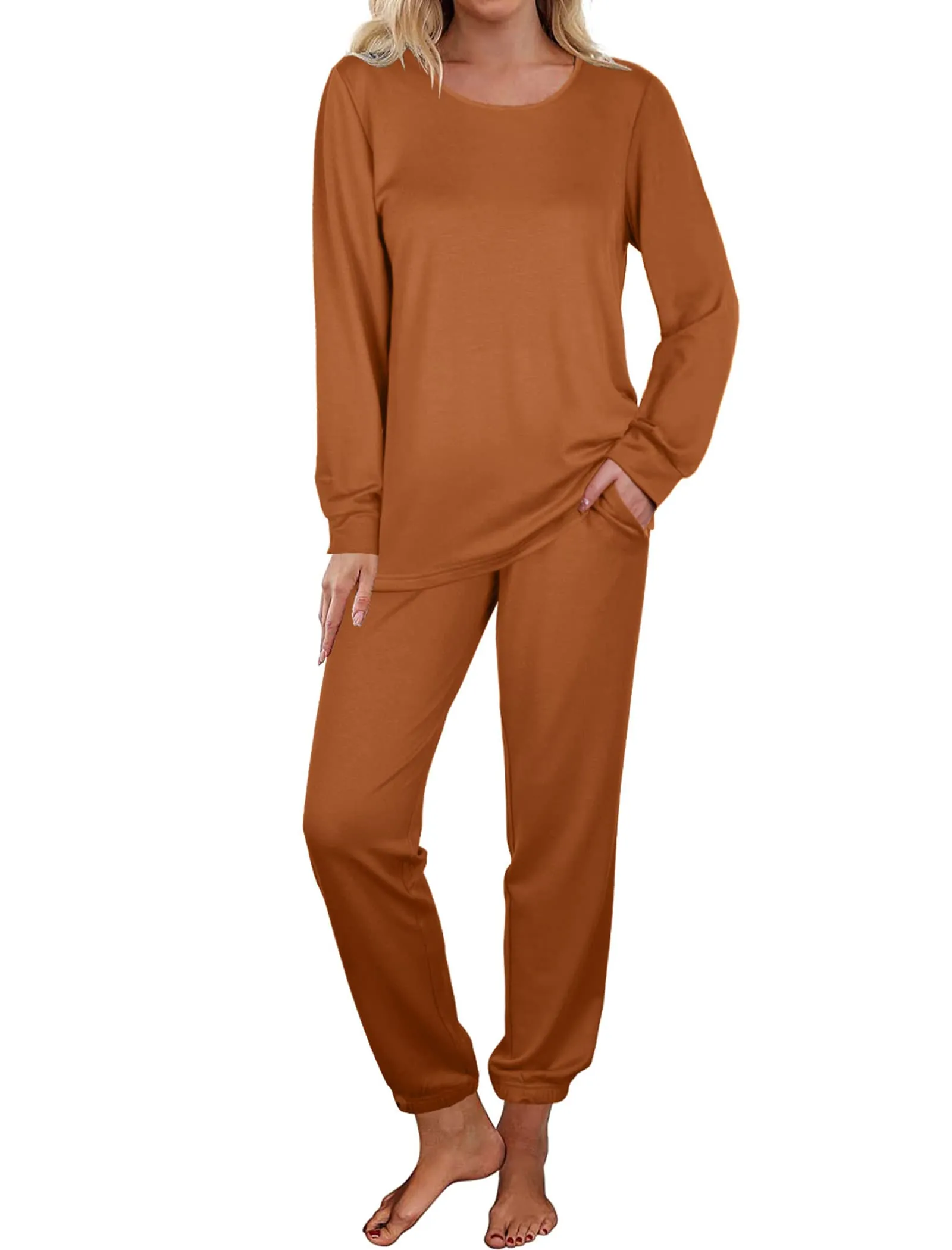 Aloodor Sweatsuit for Women 2 Piece Outfits for Womens Crewneck Sweatshirts Pullover