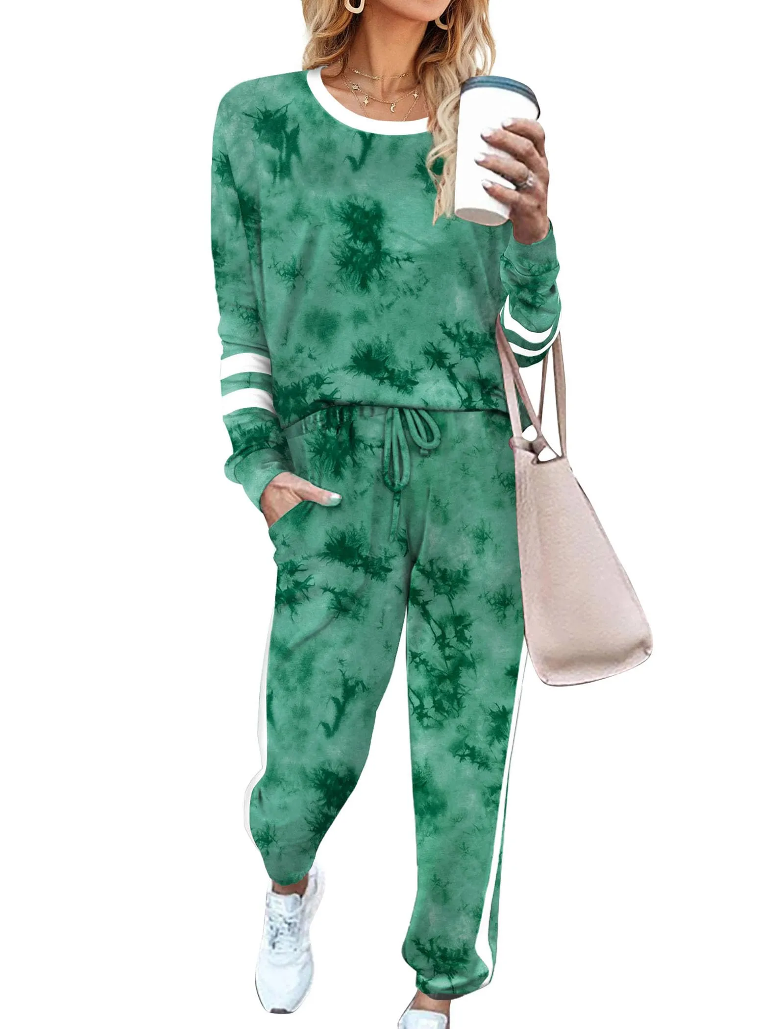 Aloodor Sweatsuit for Women 2 Piece Outfits for Womens Crewneck Sweatshirts Pullover