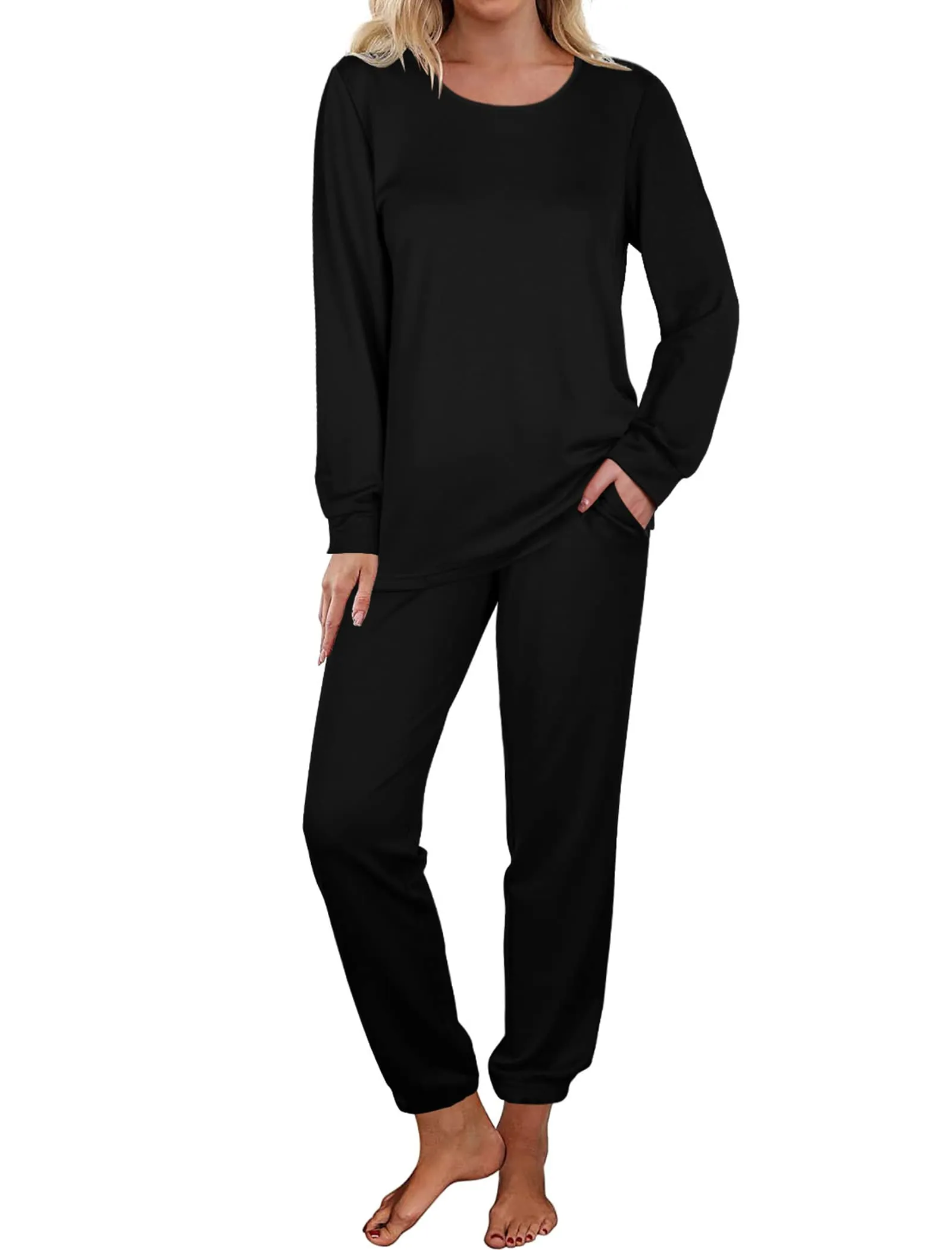 Aloodor Sweatsuit for Women 2 Piece Outfits for Womens Crewneck Sweatshirts Pullover