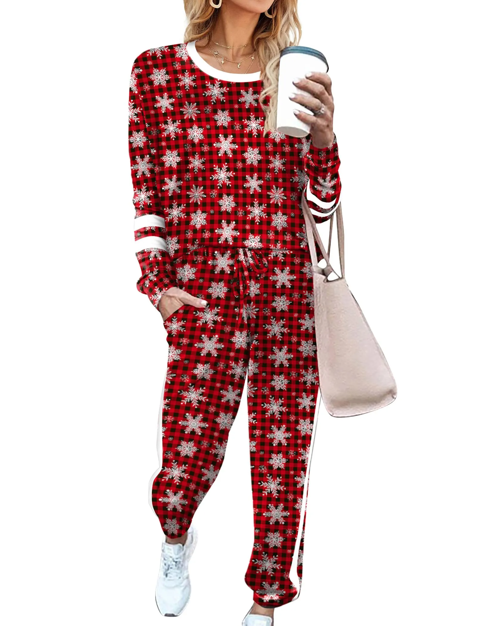 Aloodor Sweatsuit for Women 2 Piece Outfits for Womens Crewneck Sweatshirts Pullover