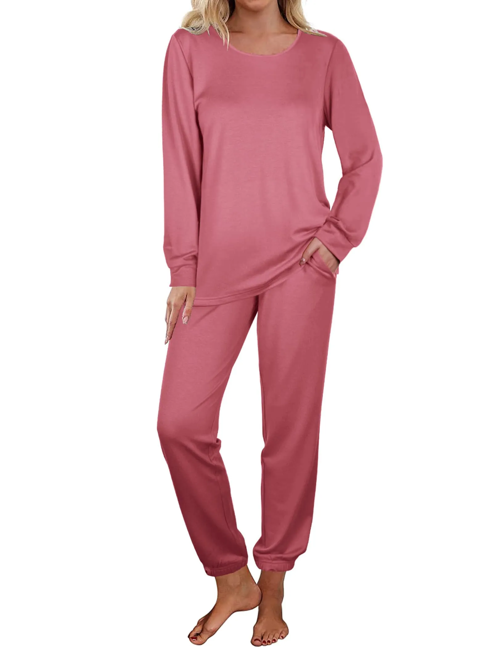 Aloodor Sweatsuit for Women 2 Piece Outfits for Womens Crewneck Sweatshirts Pullover