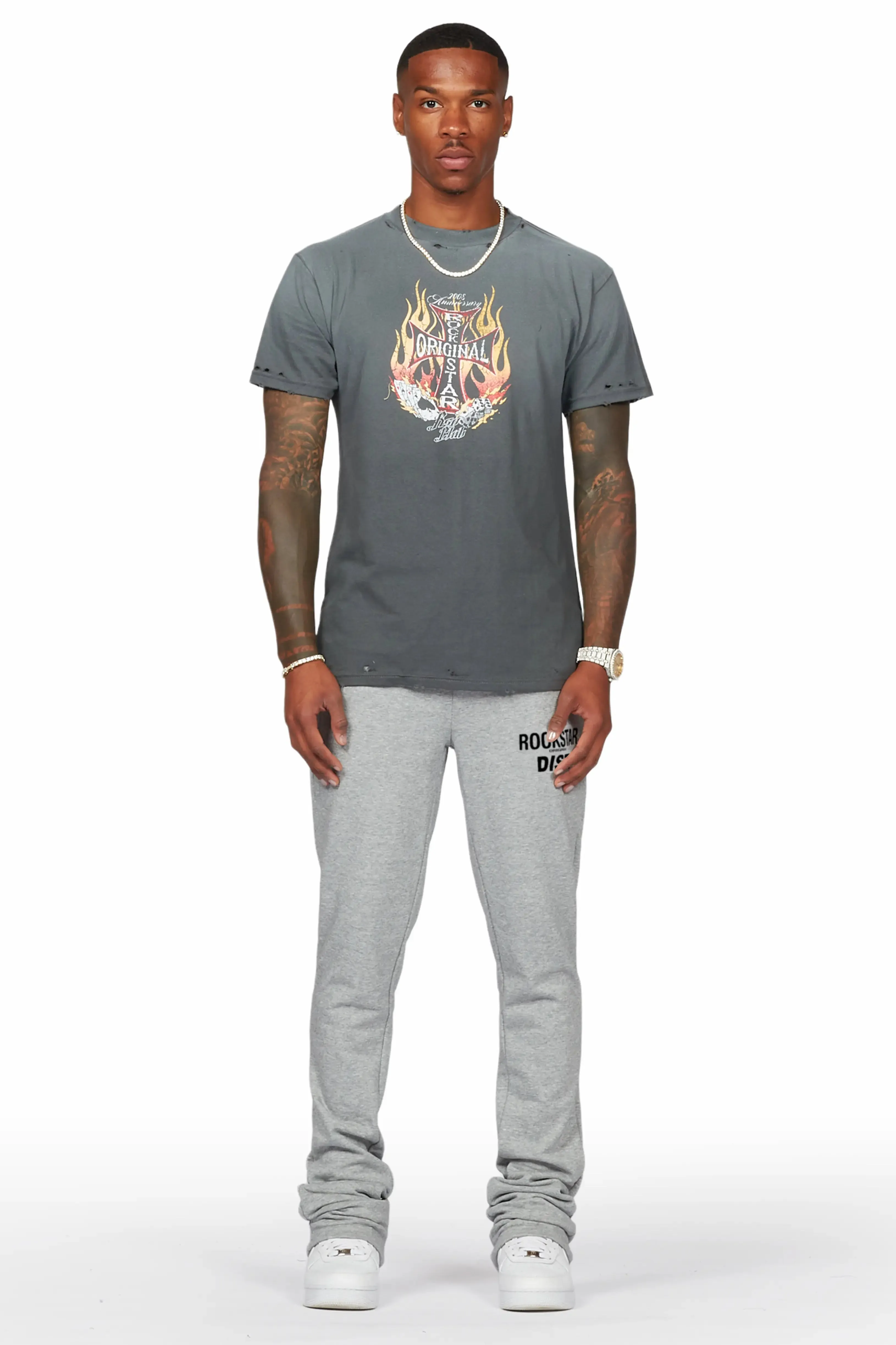 Alpine Grey Stacked Flare Pant