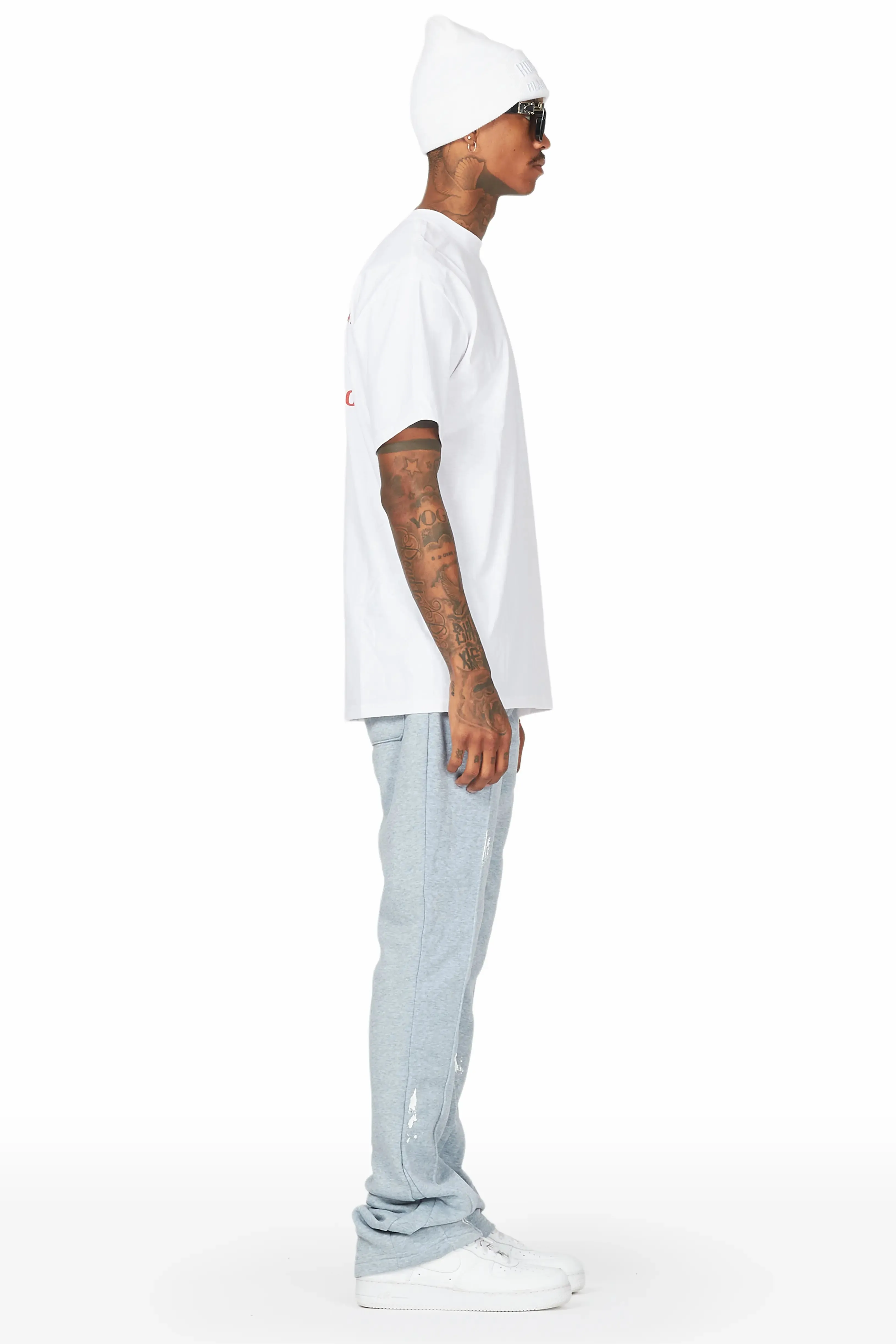 Andrew Heather Grey Patchwork Stacked Flare Pants