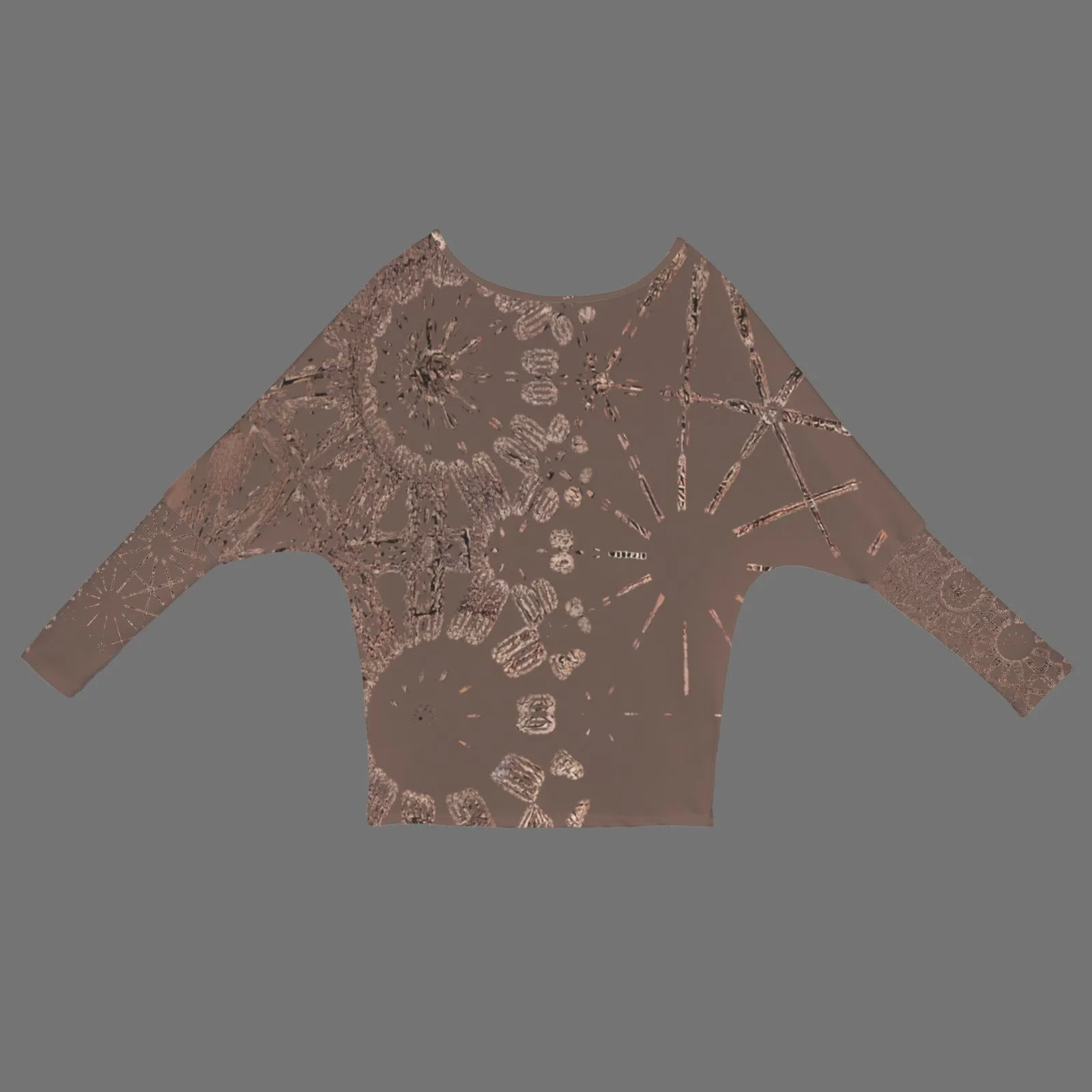 Batwing Long Sleeve Sweater Coffee and Copper Graphic
