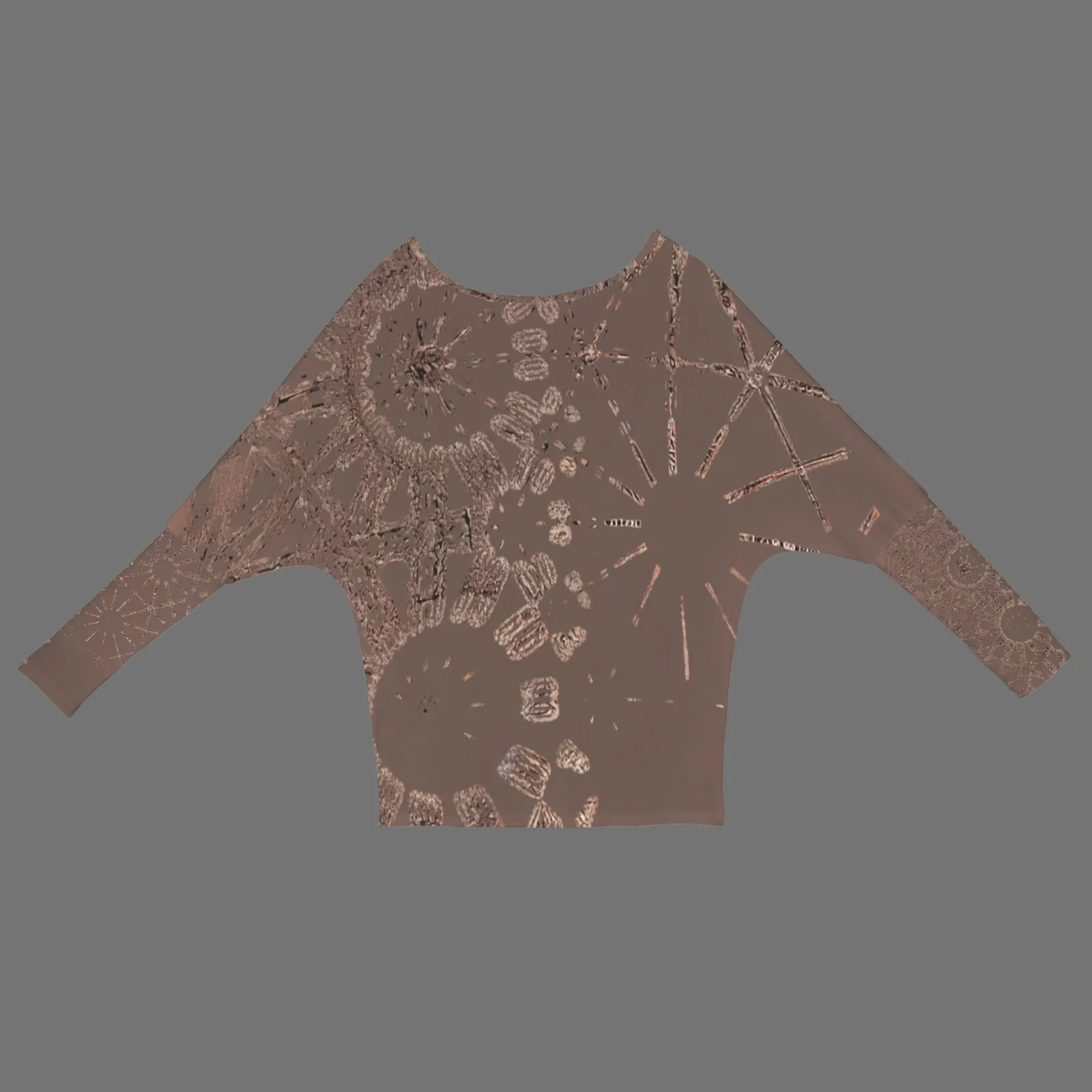 Batwing Long Sleeve Sweater Coffee and Copper Graphic