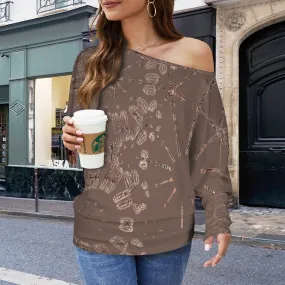 Batwing Long Sleeve Sweater Coffee and Copper Graphic