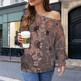 Batwing Long Sleeve Sweater Thistle with Copper Graphic