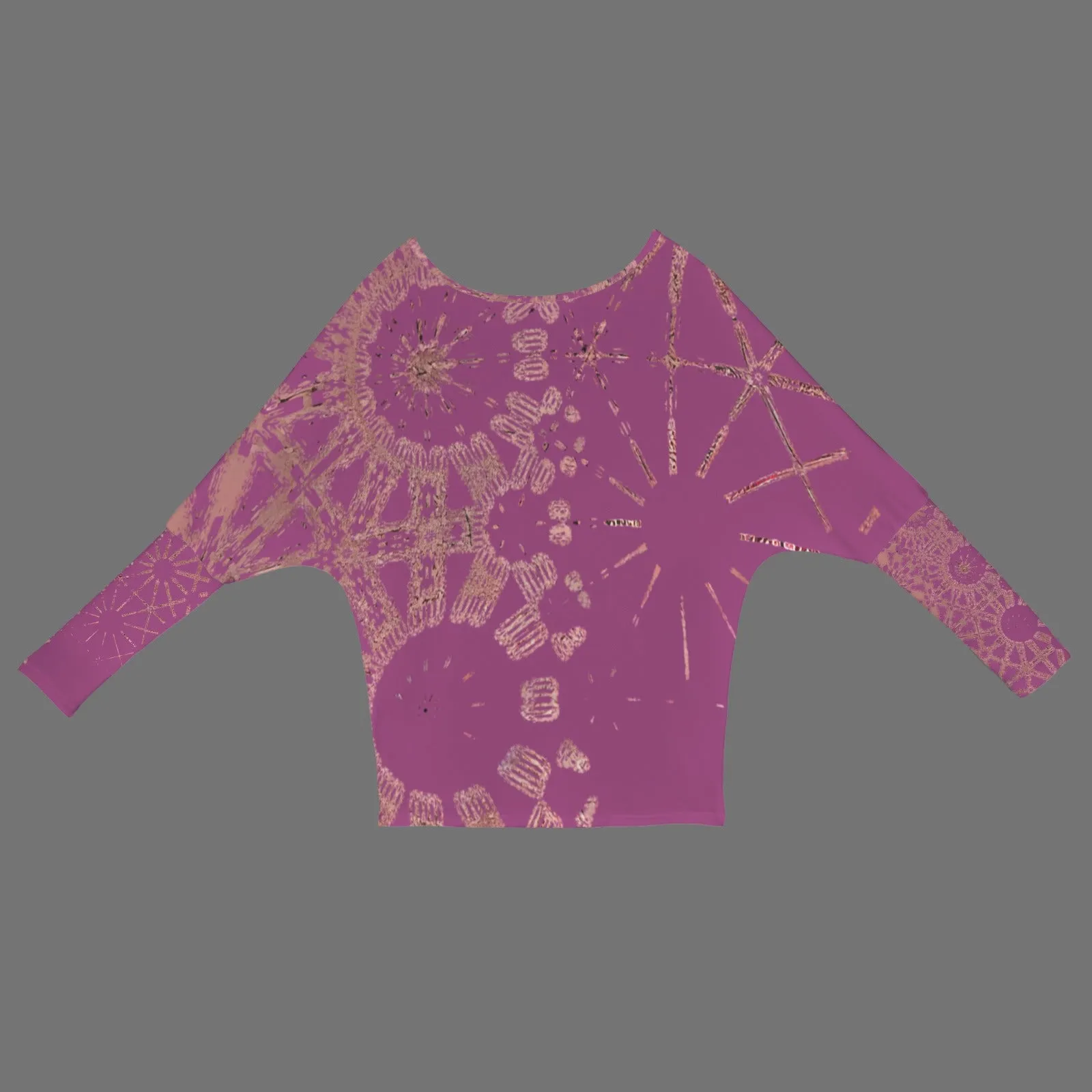 Batwing Sleeve Sweater Cranberry and Rose Gold Graphic