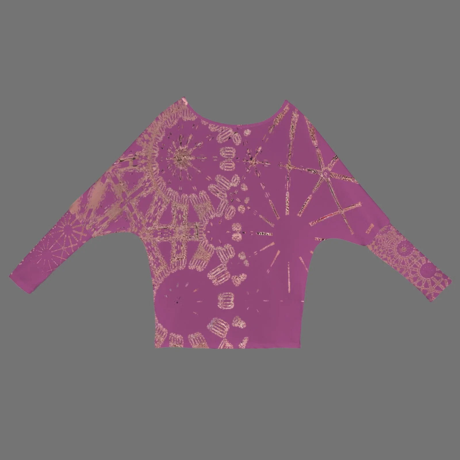 Batwing Sleeve Sweater Cranberry and Rose Gold Graphic
