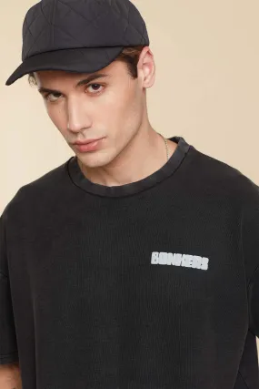 Black Heavyweight Pique Oversized T-shirt