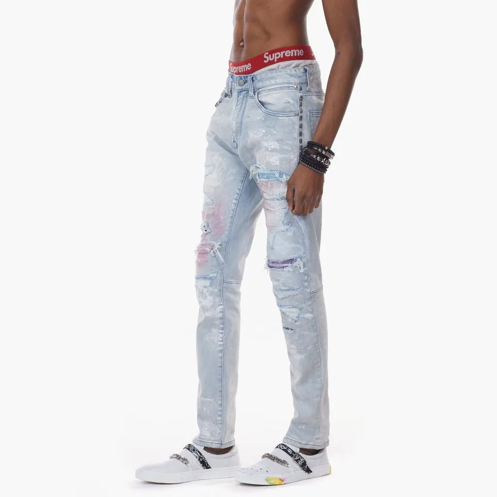 Bleunoir Antique Stud with Rhinestone Jeans - Hazy Blue