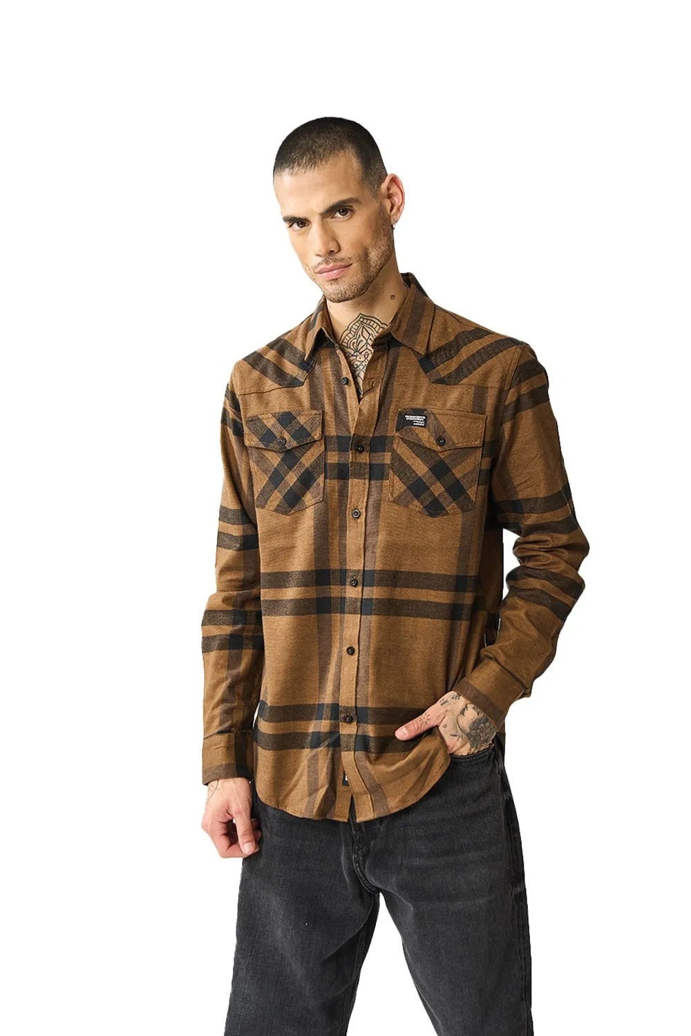 Brown Blast Stripe Regular Fit Shirt