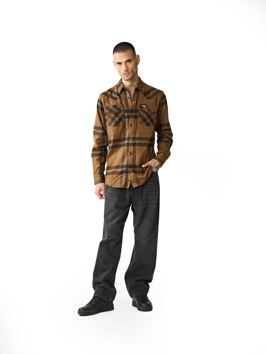 Brown Blast Stripe Regular Fit Shirt