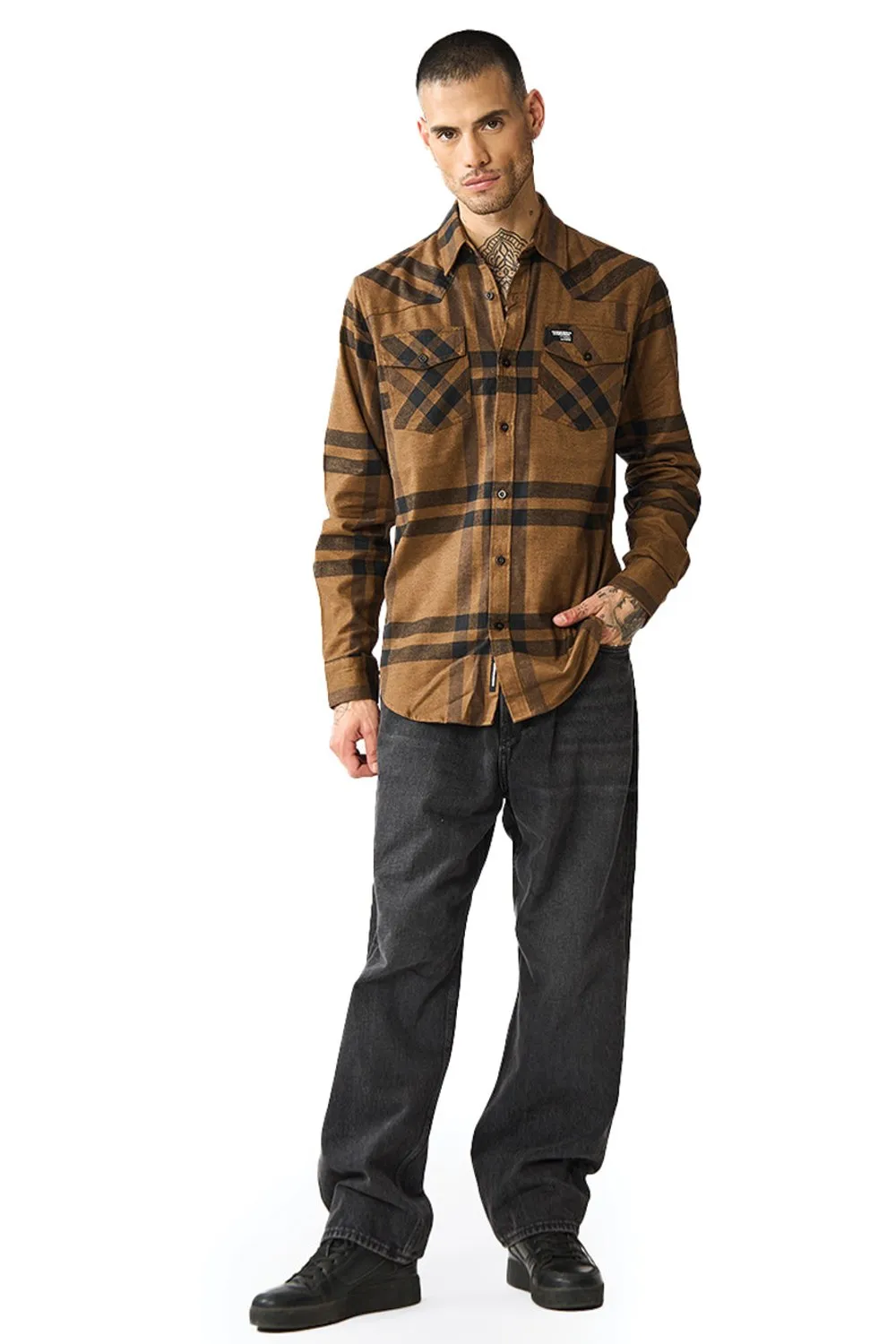 Brown Blast Stripe Regular Fit Shirt