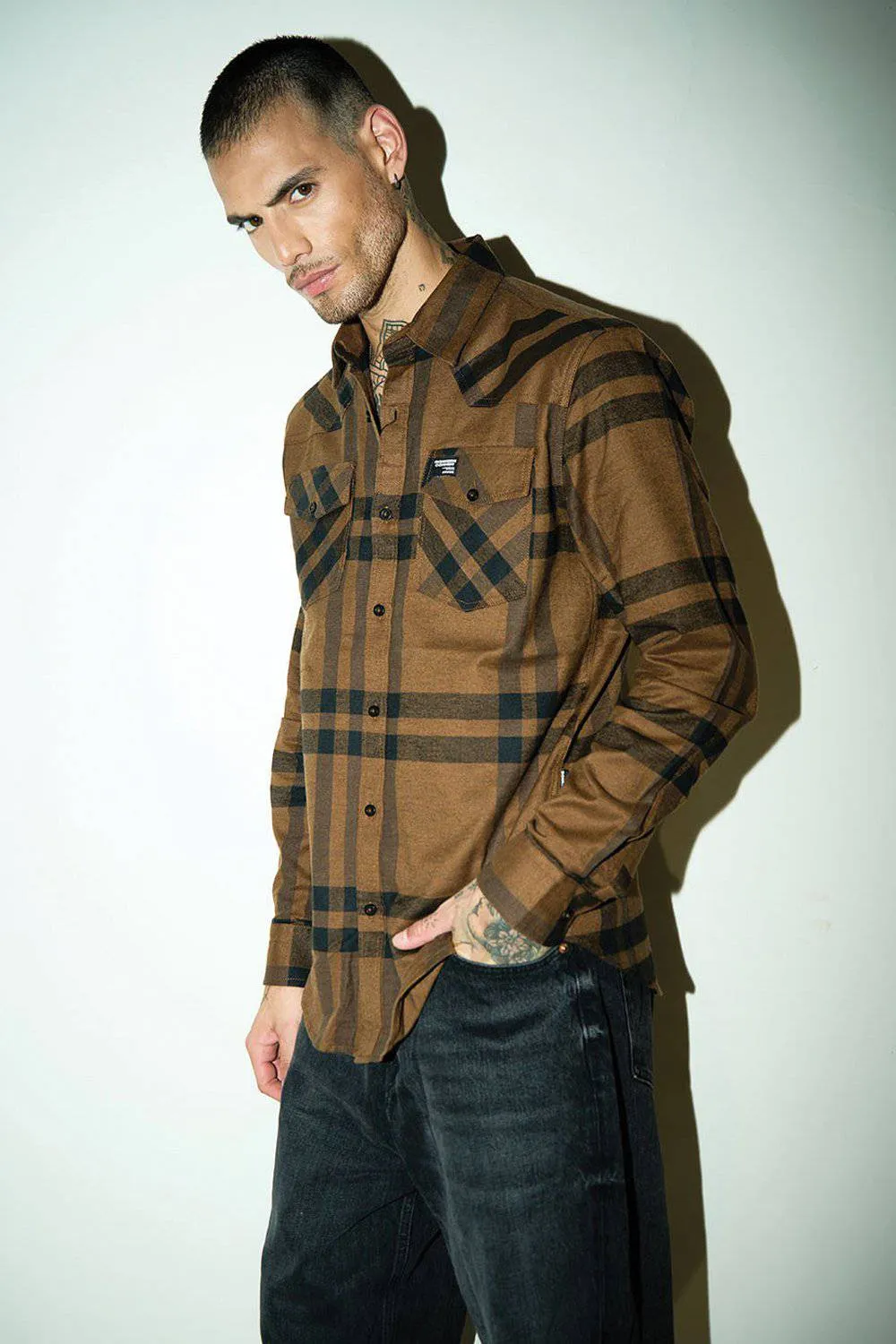 Brown Blast Stripe Regular Fit Shirt