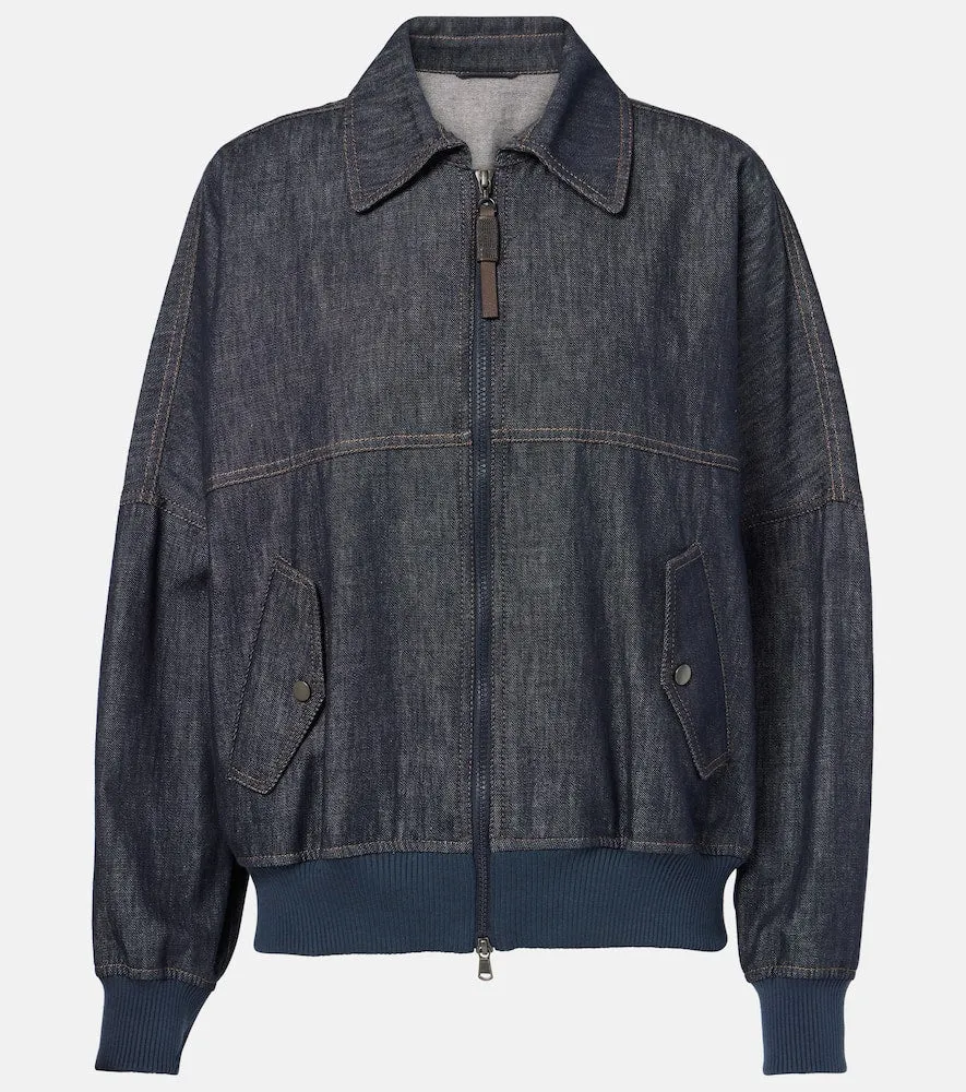 Brunello Cucinelli Denim bomber jacket