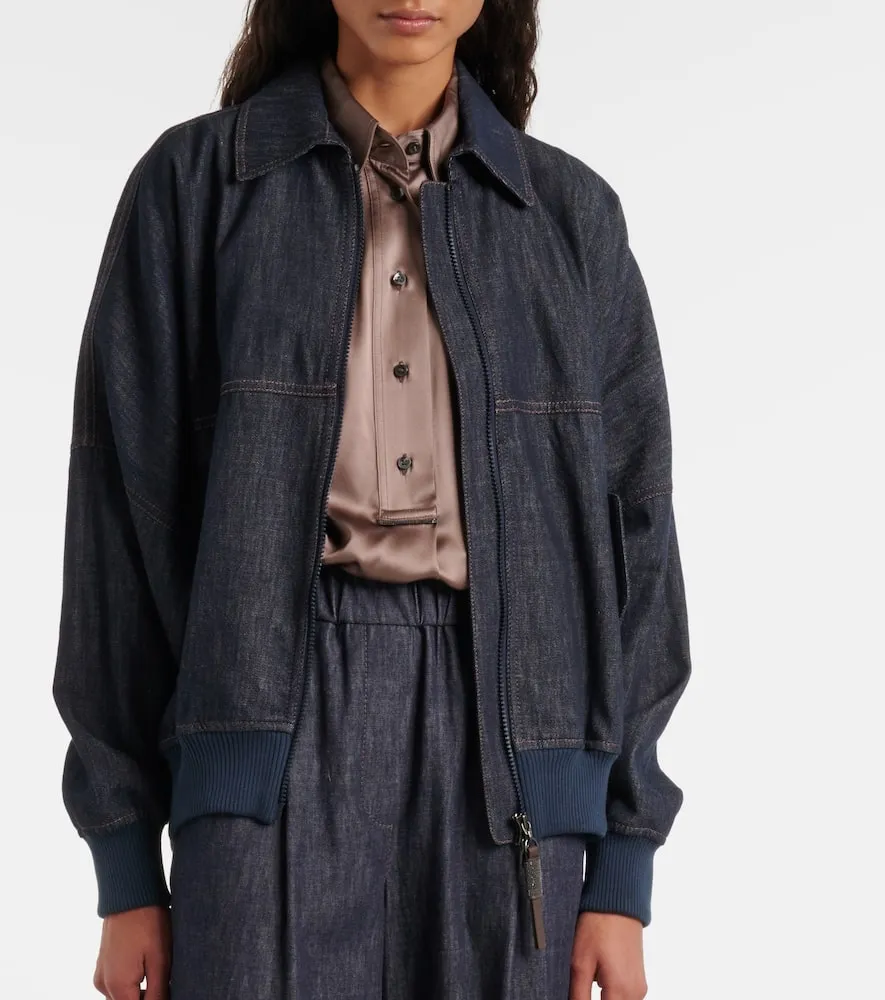 Brunello Cucinelli Denim bomber jacket