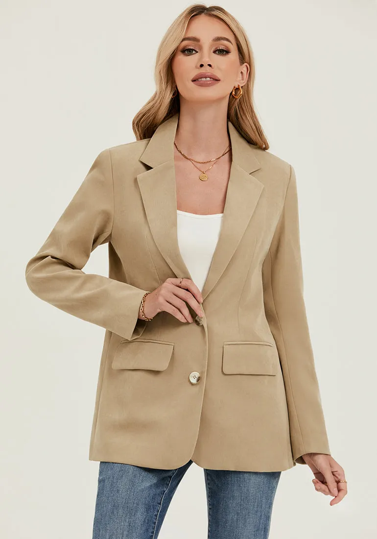Candied Ginger Women's Classic Twill Loose Fit Business Casual Blazer