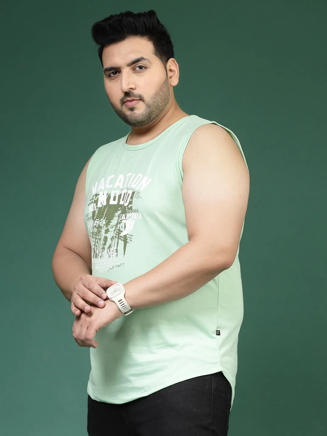 Cotton Canvas Typography Vest T-Shirt