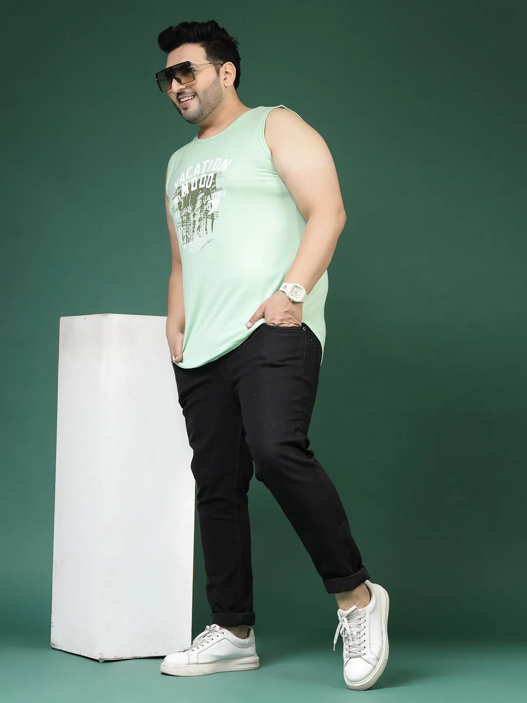 Cotton Canvas Typography Vest T-Shirt
