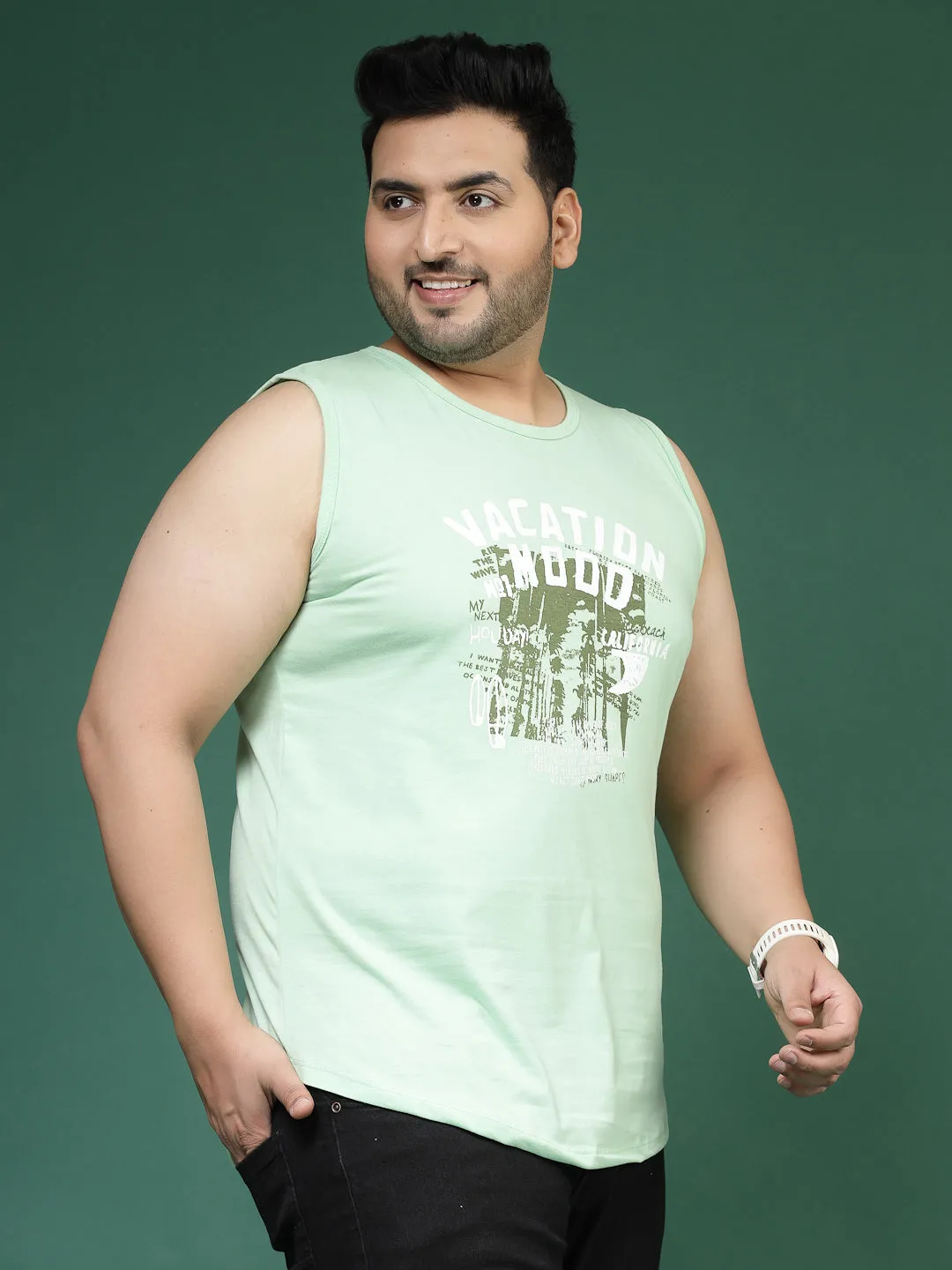 Cotton Canvas Typography Vest T-Shirt