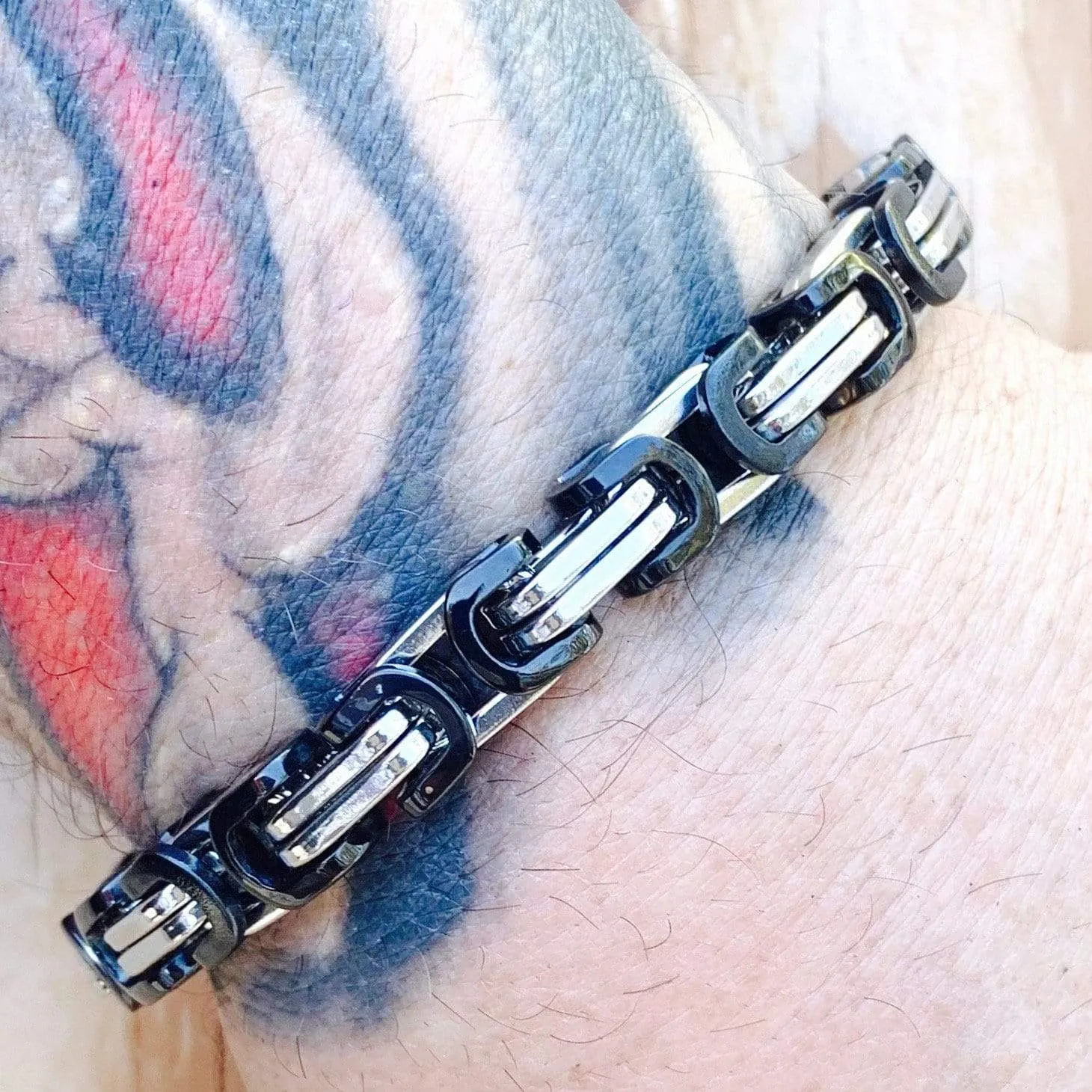 Daytona Bracelet - Silver & Black - Deluxe - 1/4 inch wide - B40