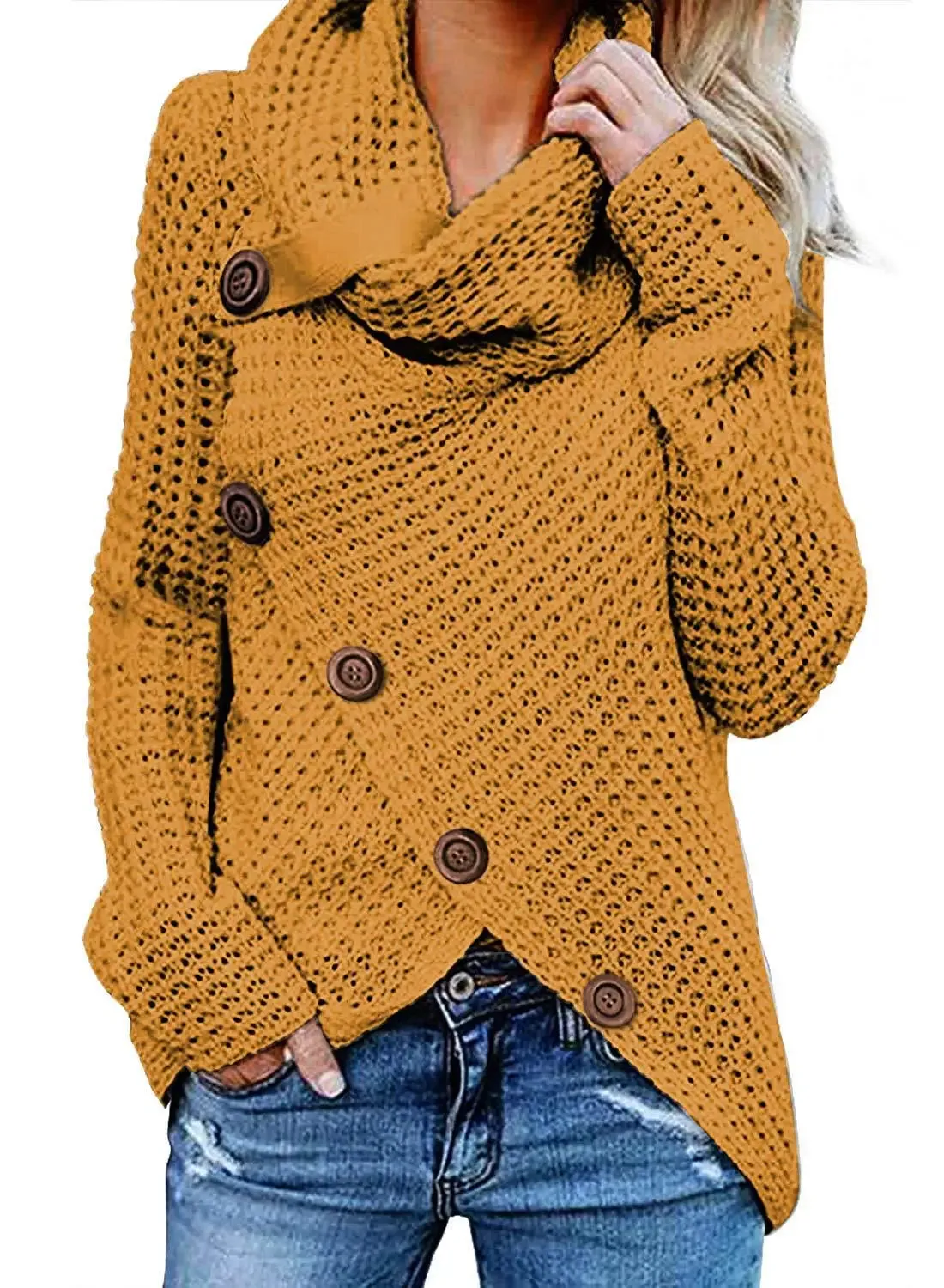 deanwangkt Solid Women Sweater O-Neck Long Sleeve Winter Warm Clothes Buttons Fashion Autumn Elegant Pullovers Casual Sweaters
