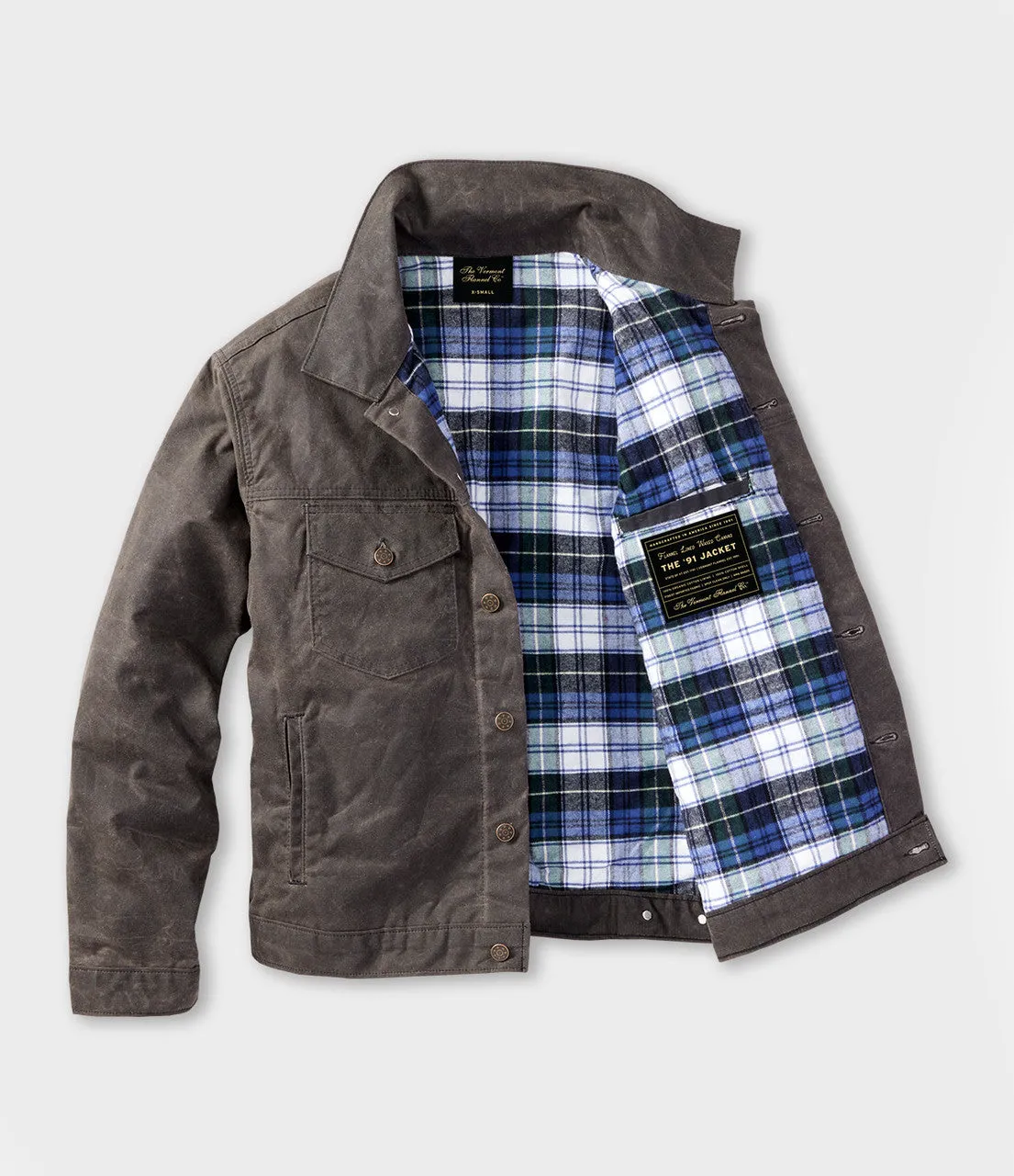 Mens 1991 Deep Brown Waxed Canvas Jacket with Flannel Lining