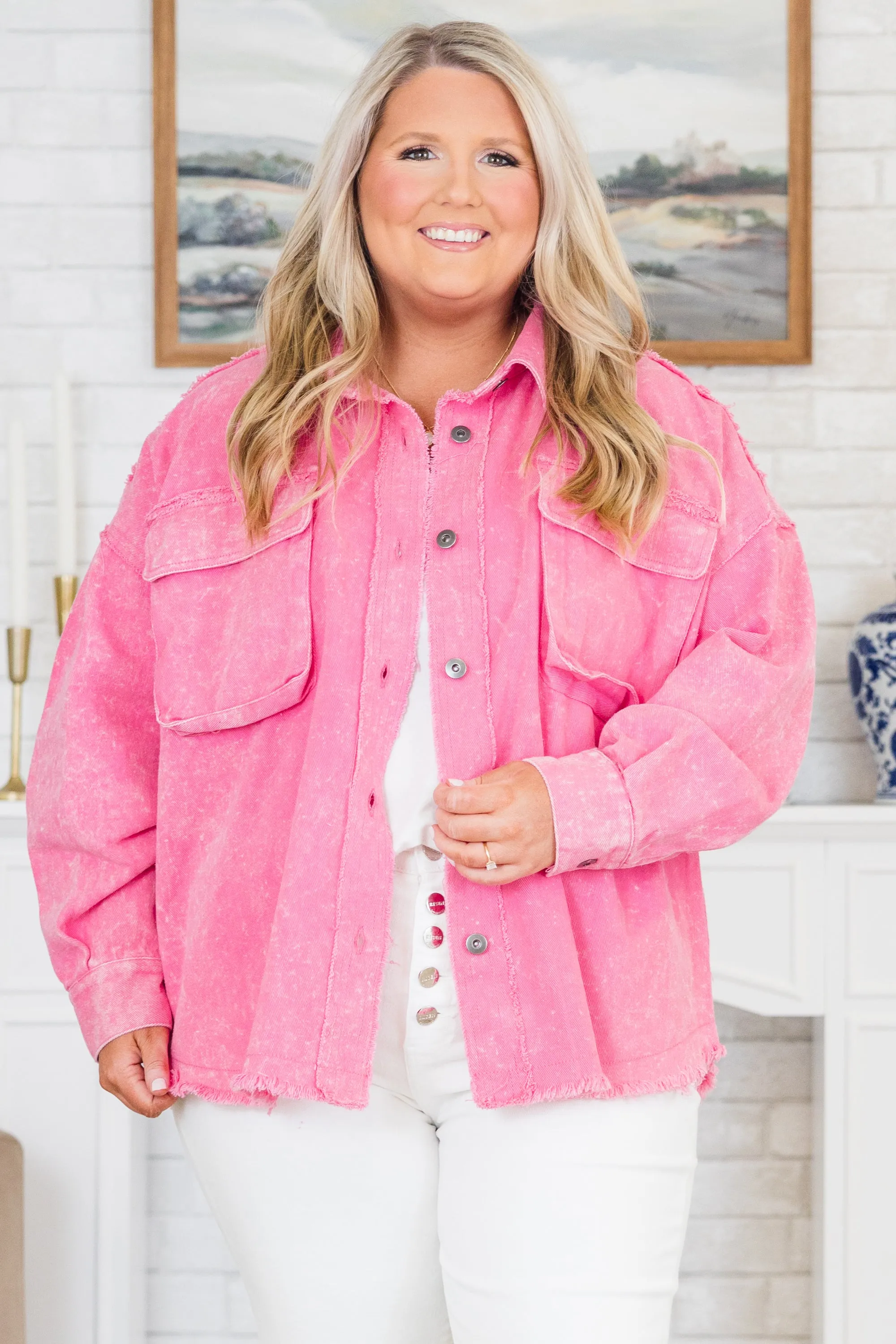 Don't You Wish Denim Jacket, Pink