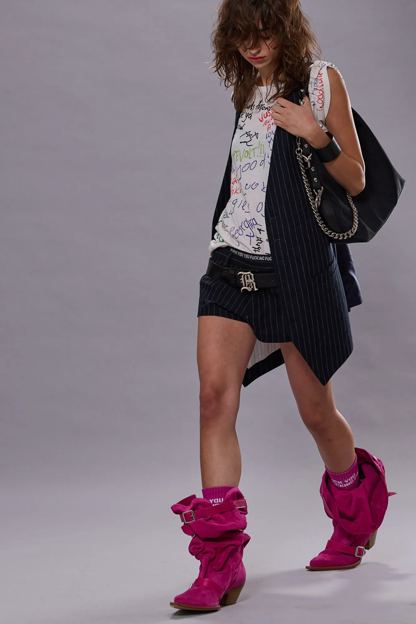 ELONGATED VEST - DARK NAVY STRIPE