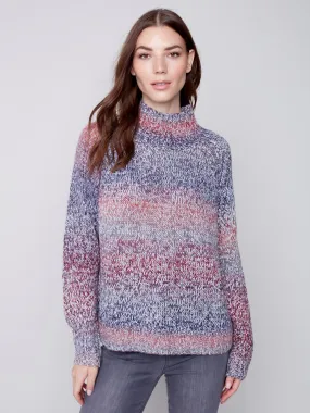 Flex Yarn Sweater with Mock Neck - Multicolor
