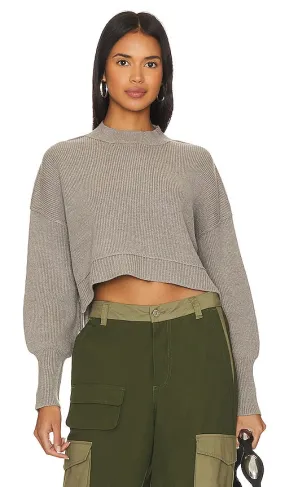 Free People Easy Street Crop Pullover in Grey