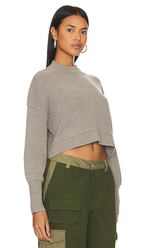 Free People Easy Street Crop Pullover in Grey