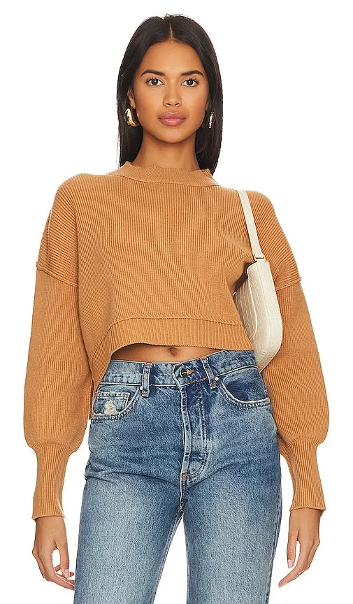 Free People Easy Street Crop Pullover in Orange