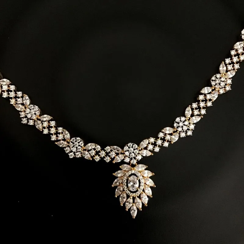 Gold Plated Zircon/AD Necklace Set 8989-3183