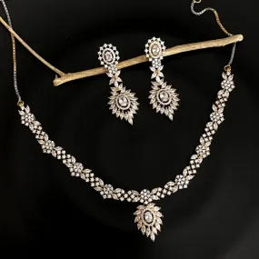 Gold Plated Zircon/AD Necklace Set 8989-3183