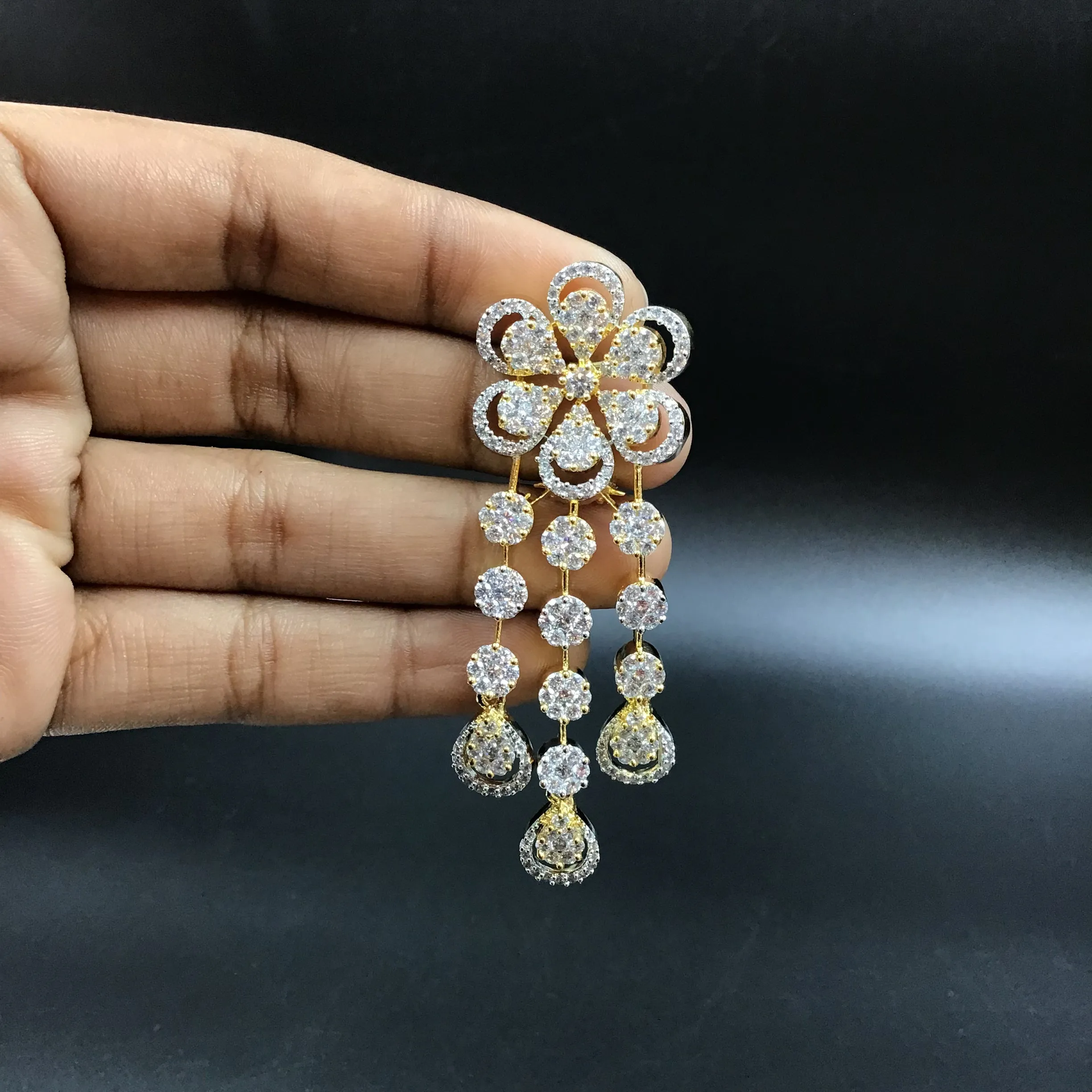 Gold Zircon/AD Necklace Set  18927-6109