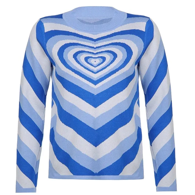 HEART PRINT SWEATER