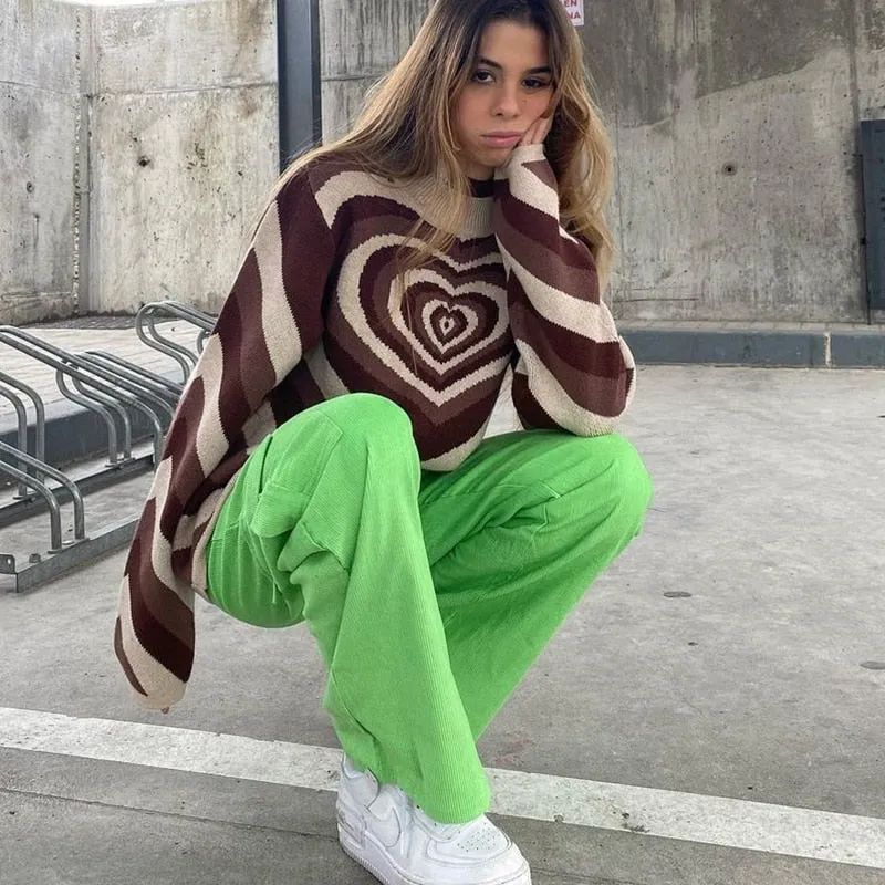 HEART PRINT SWEATER